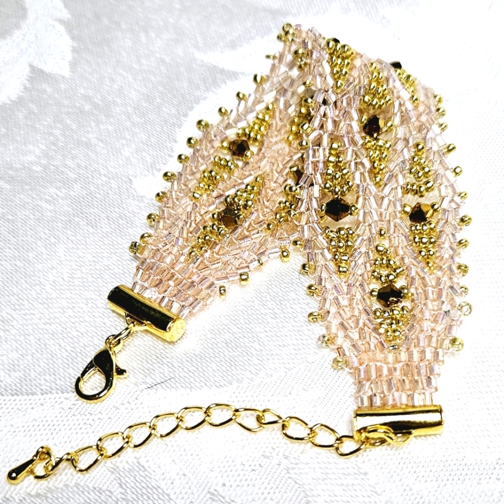 Bracelet Champaign Gold Handcrafted Adjustable New / Donation